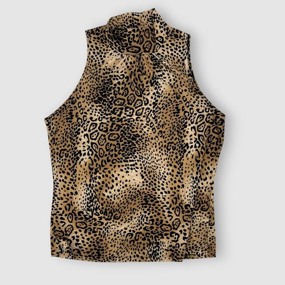 Y2k Vintage Stephen and Casey Leopard Print Sleeveless Mock Neck Top - Picture 6 of 6